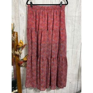 MAURICES Micro Paisley print Maxi Skirt Red XL